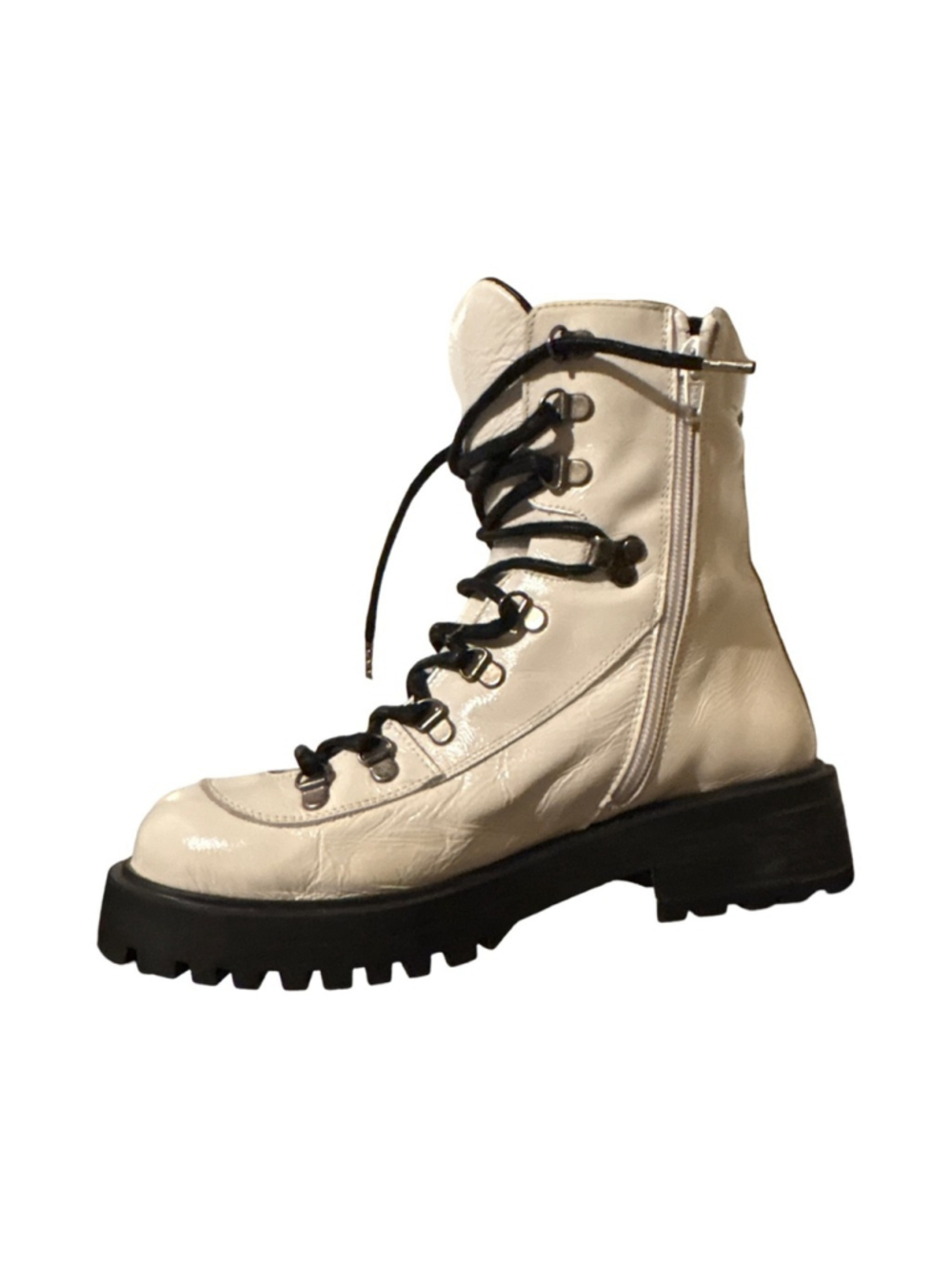 L'Intervalle Weasley White Leather Combat Boots - size 38/ 7.5